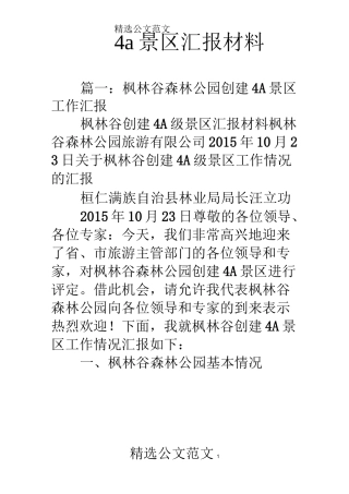 4a景区汇报材料