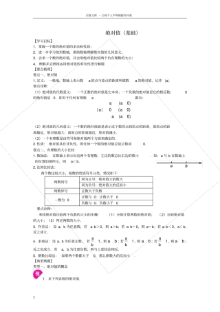 绝对值基础知识讲解