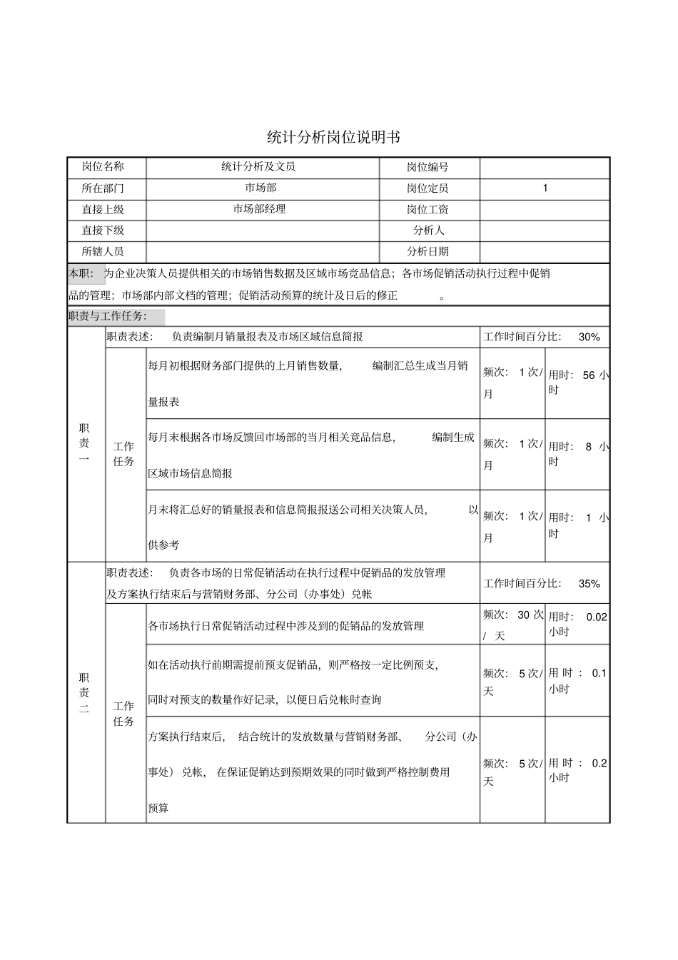 统计分析岗位说明书_第1页