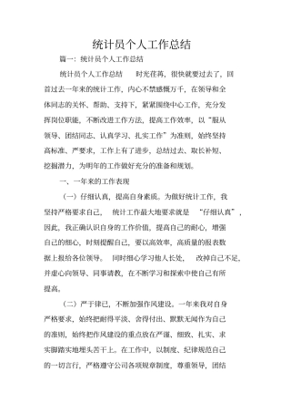 统计员个人工作总结
