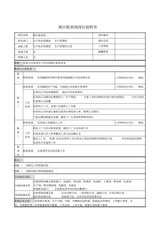 统计报表岗岗位说明书