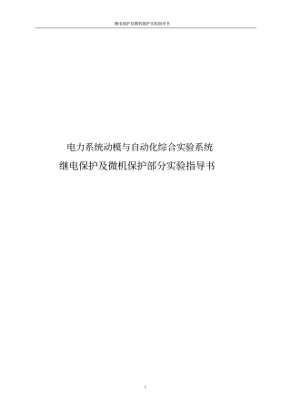继电保护及微机保护试验指导书