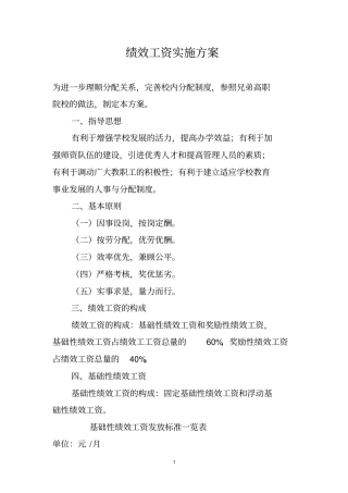 绩效工资方案2016年讲解