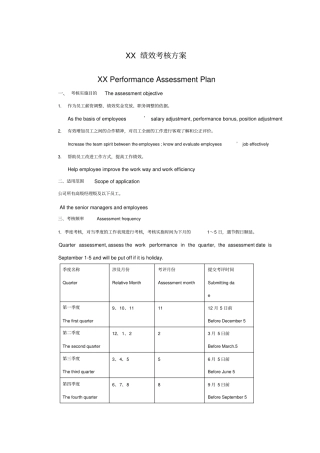 绩效考核方案-中英双语