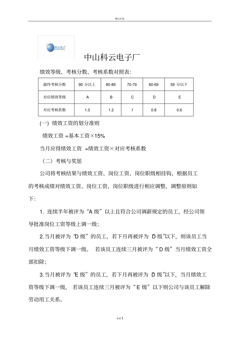 绩效考核等级划分_第1页