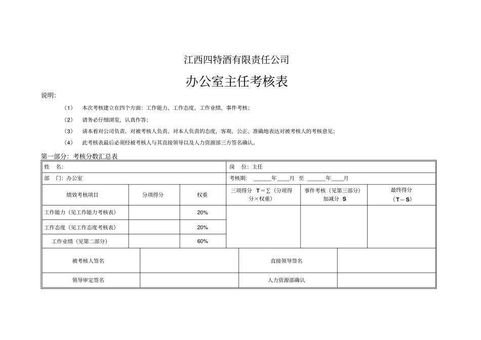 绩效考核表办公室主任_第1页