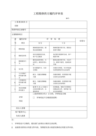 维修供方履约评价表