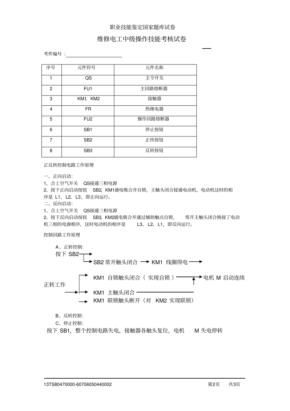 维修电工中级操作技能考核试卷_第2页