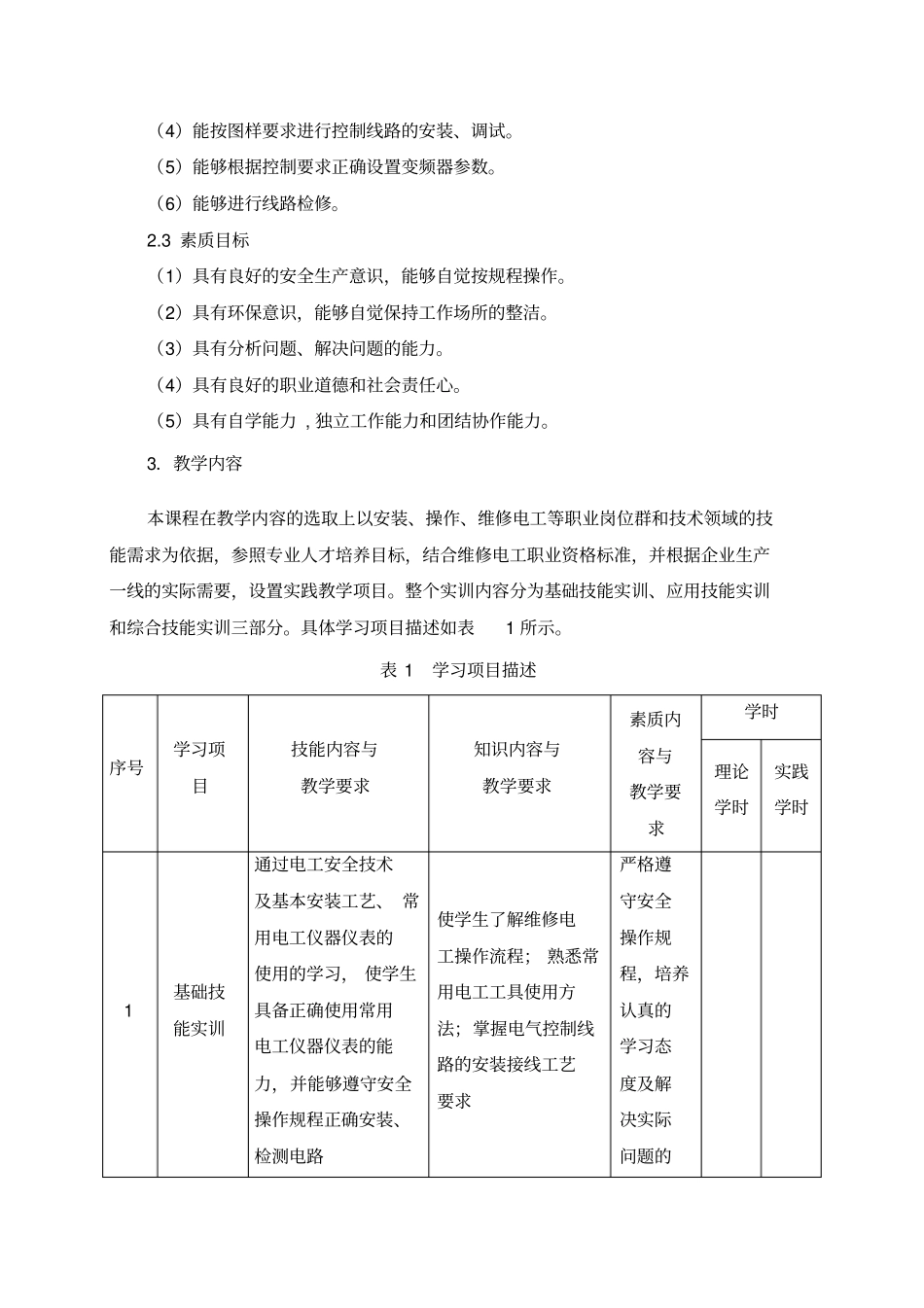 维修电工课程标准_第2页