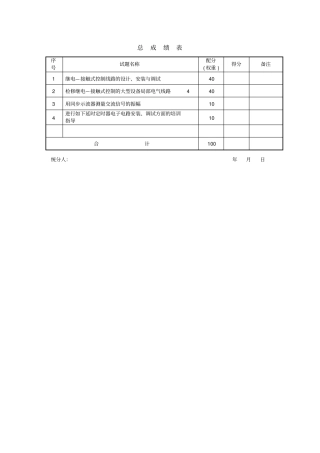 维修电工高级技能评分记录表2