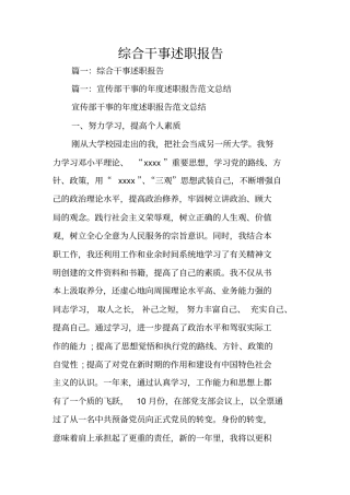 综合干事述职报告