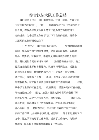 综合执法大队工作总结