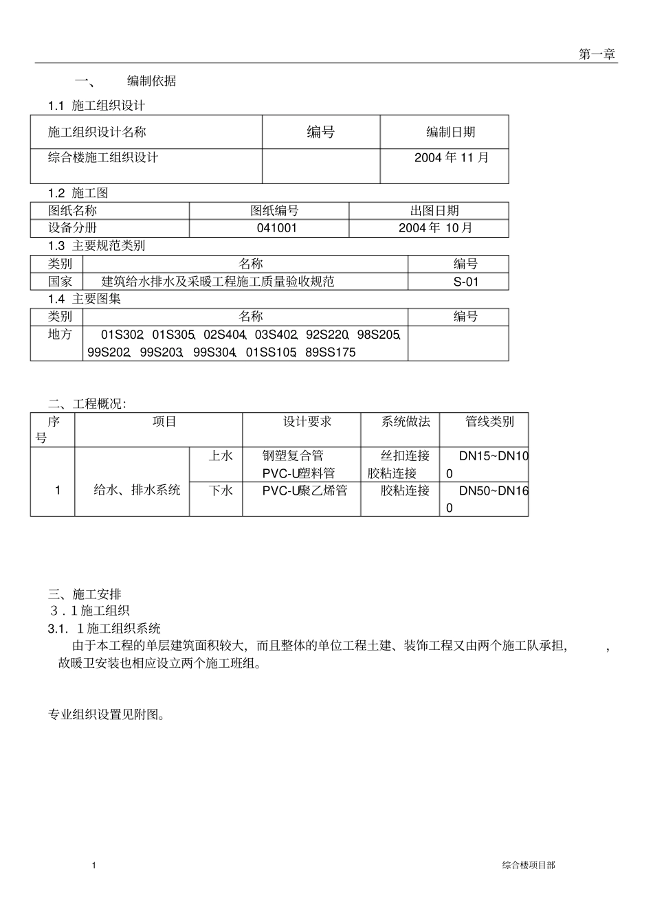 综合楼暖卫施工方案_第1页