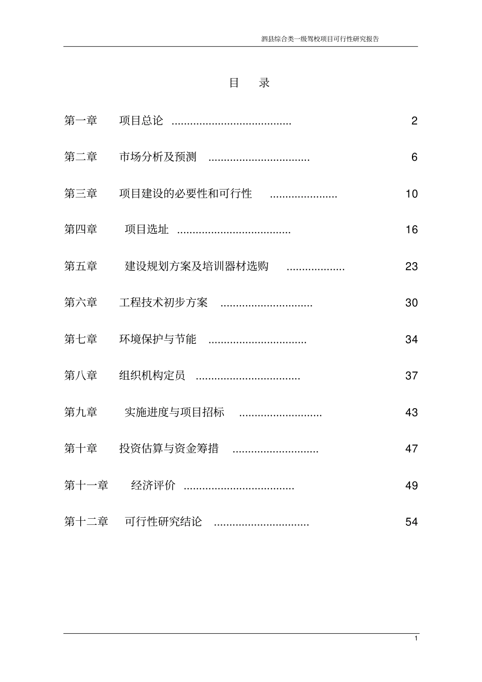 综合类一级驾校项目可行性研究报告_第1页