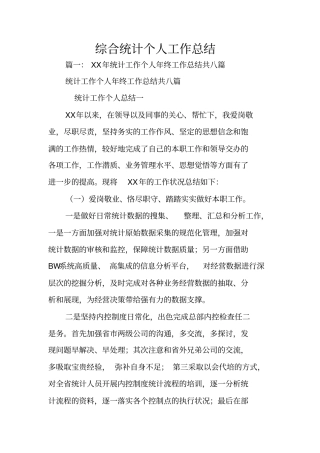 综合统计个人工作总结