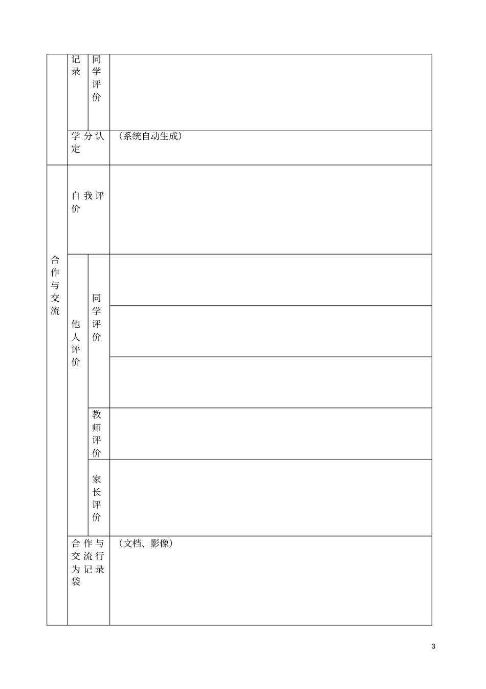 综合素质评价自我评价表格全套_第3页