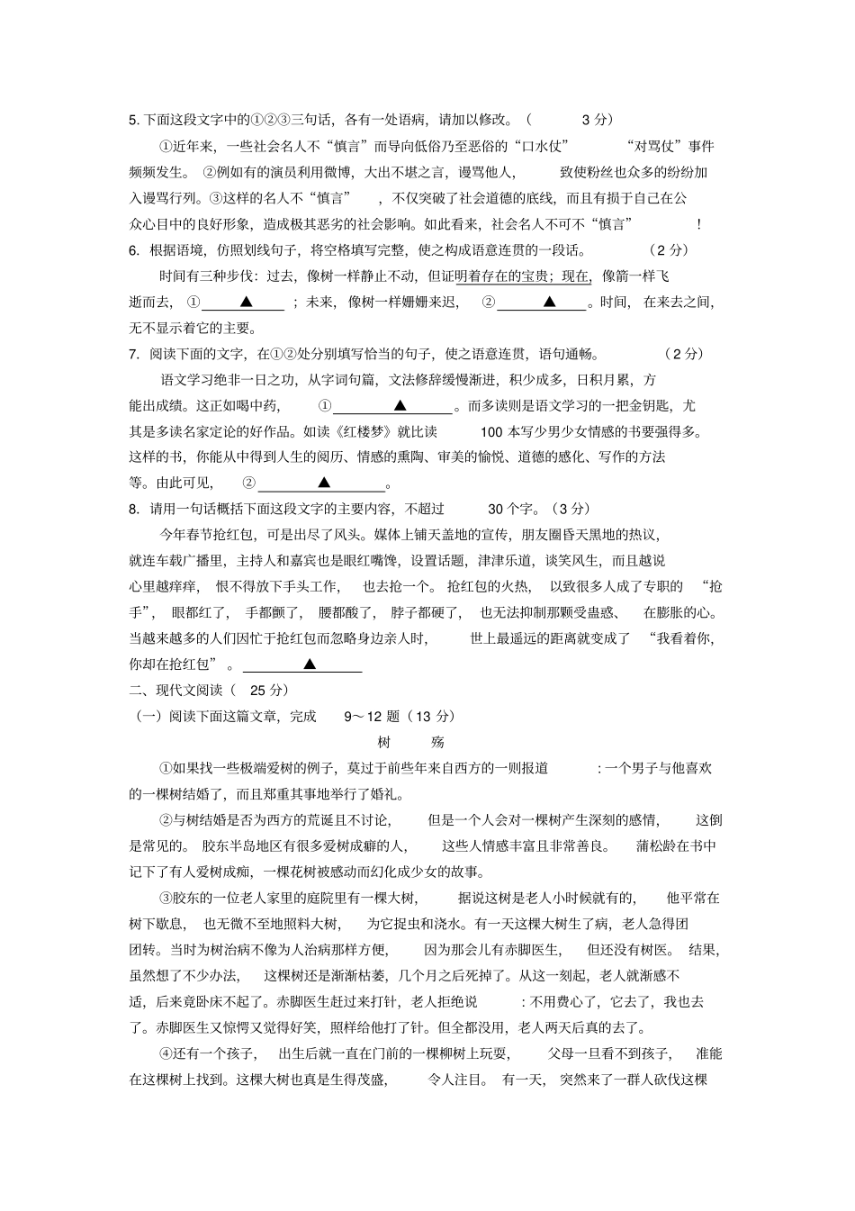 综合能力测试语文试卷_第2页