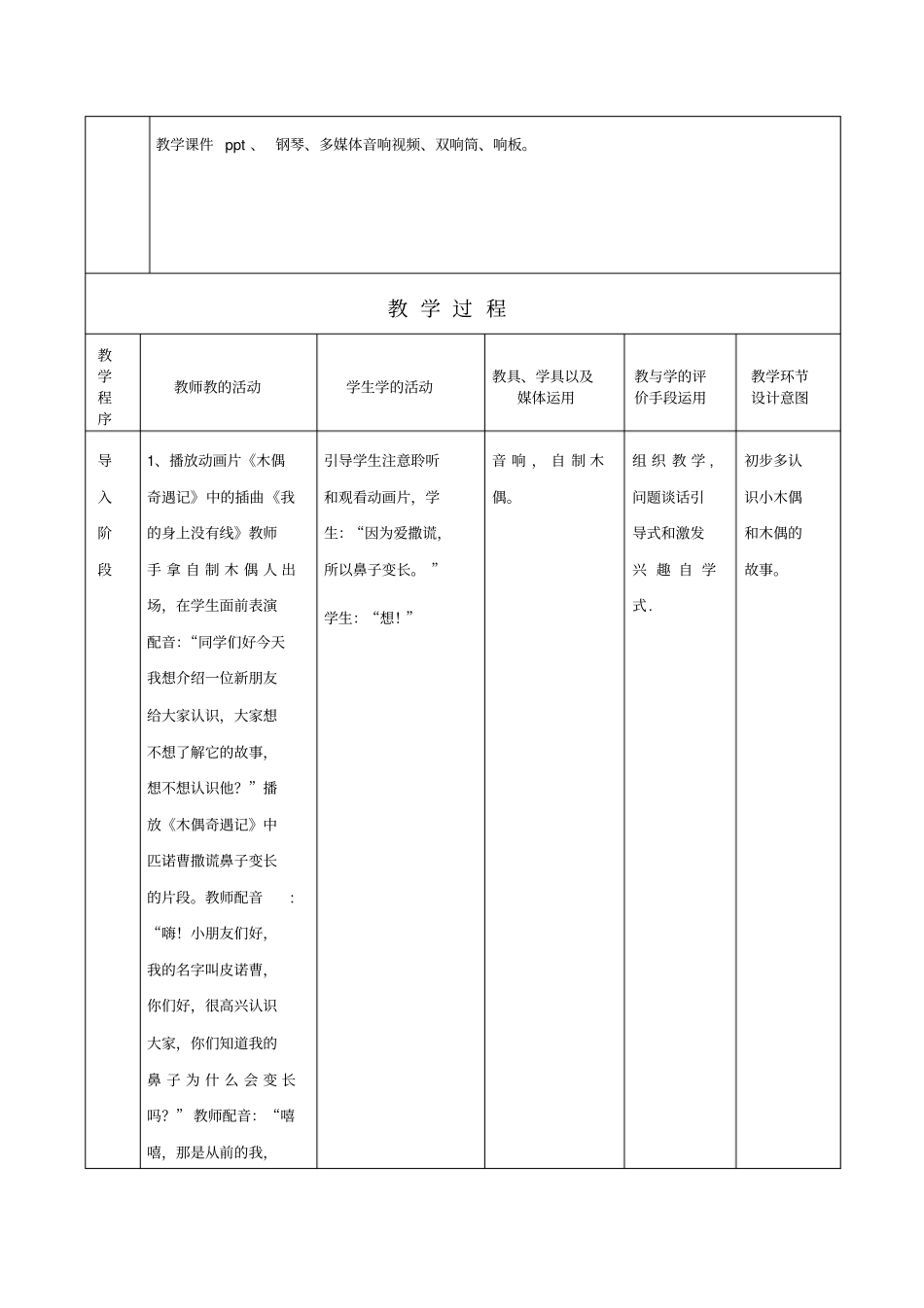 综合艺术课小木偶教学设计_第2页