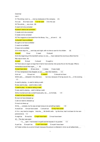 综合英语第二册语法练习及答案