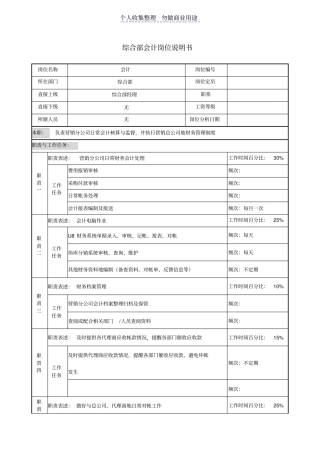 综合部会计岗位说明书