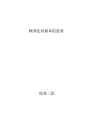 综采一队核岗定员基本信息表核定版