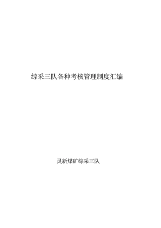 综采队各种考核制度汇编
