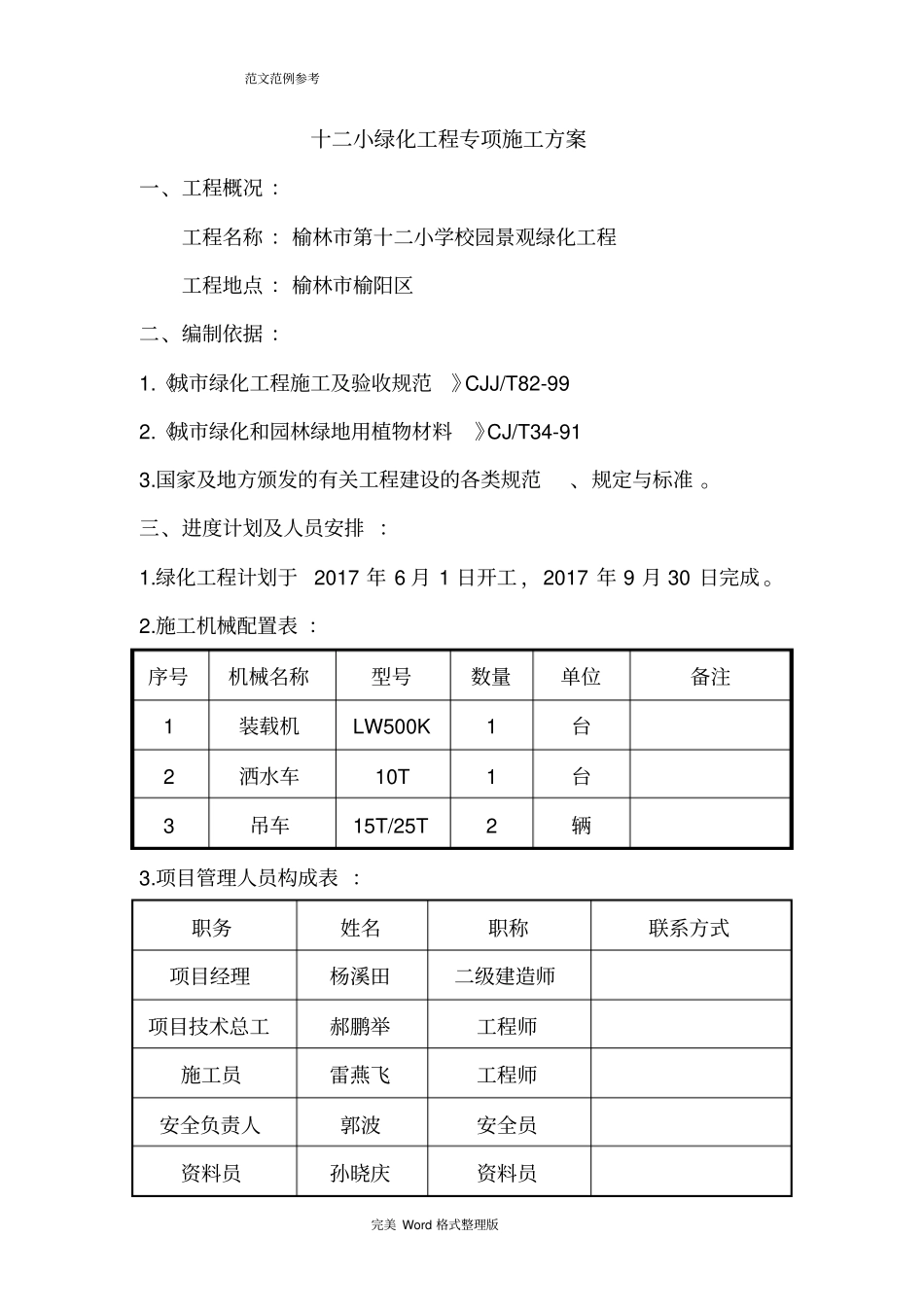 绿化工程施工专项施工方案_第1页