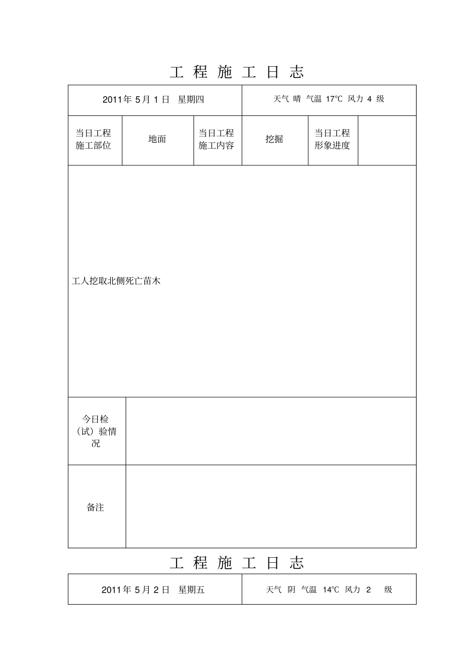 绿化施工日志_第3页