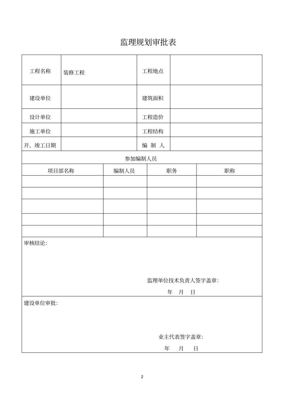 绿舍装饰装修工程监理规划_第2页