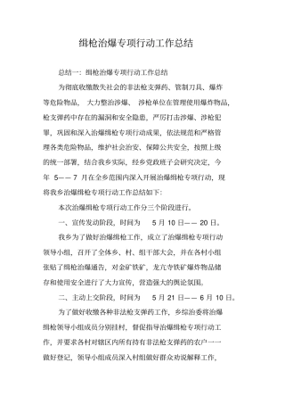 缉枪治爆专项行动工作总结