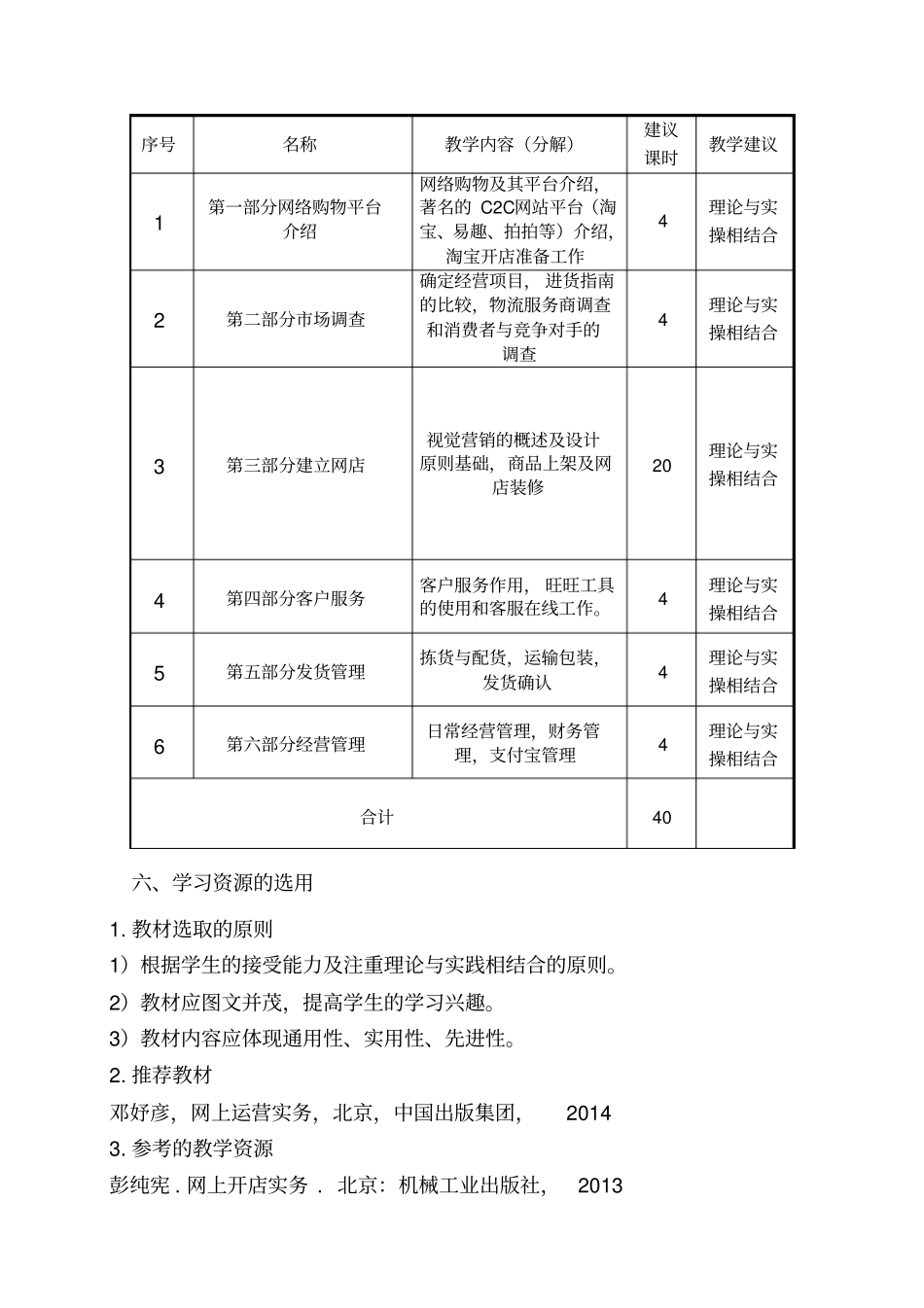 网上开店实务理论课课程标准_第3页