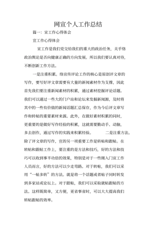 网宣个人工作总结