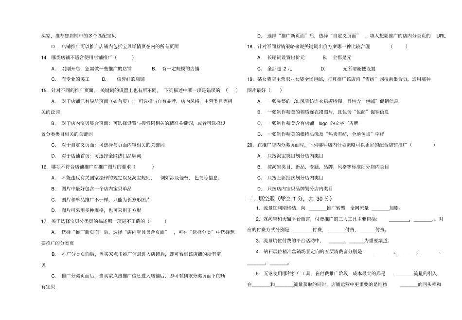 网店推广半期试题_第2页