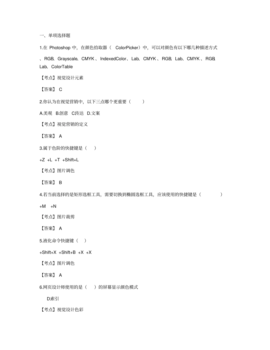 网店装修试题及参考答案_第1页