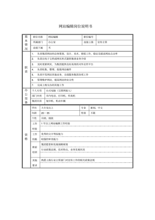 网站编辑岗位说明书