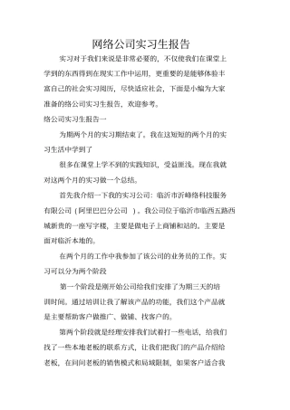 网络公司实习生报告