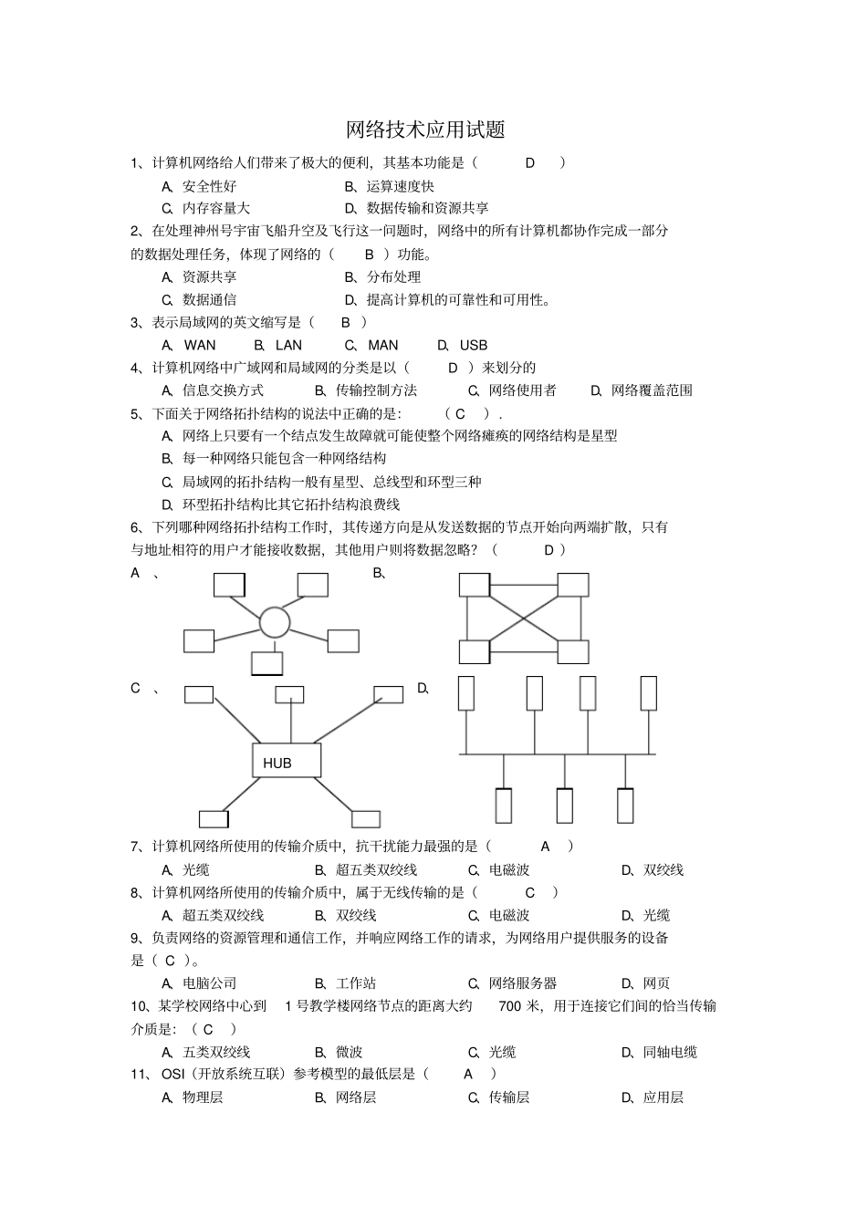 网络技术应用试题_第1页
