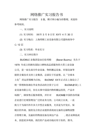 网络推广实习报告书