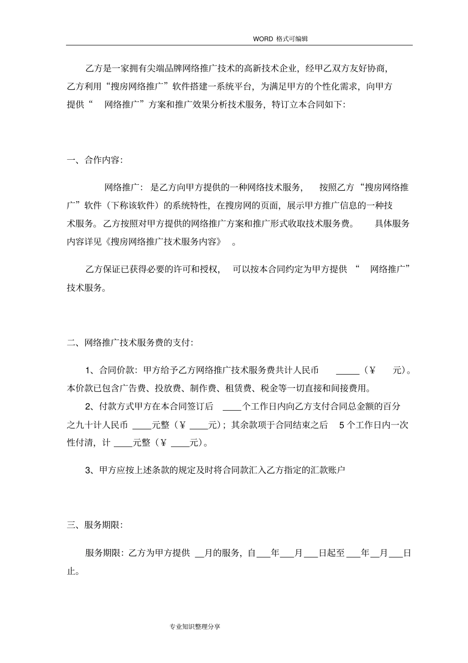 网络推广技术服务合同模板_第2页