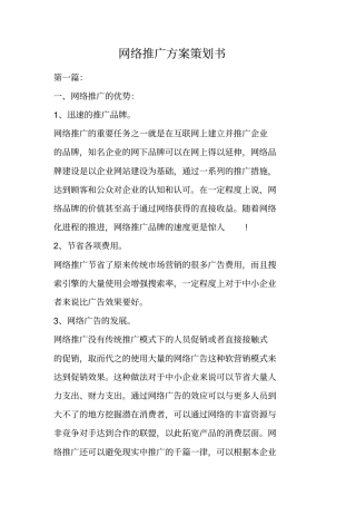 网络推广方案策划书