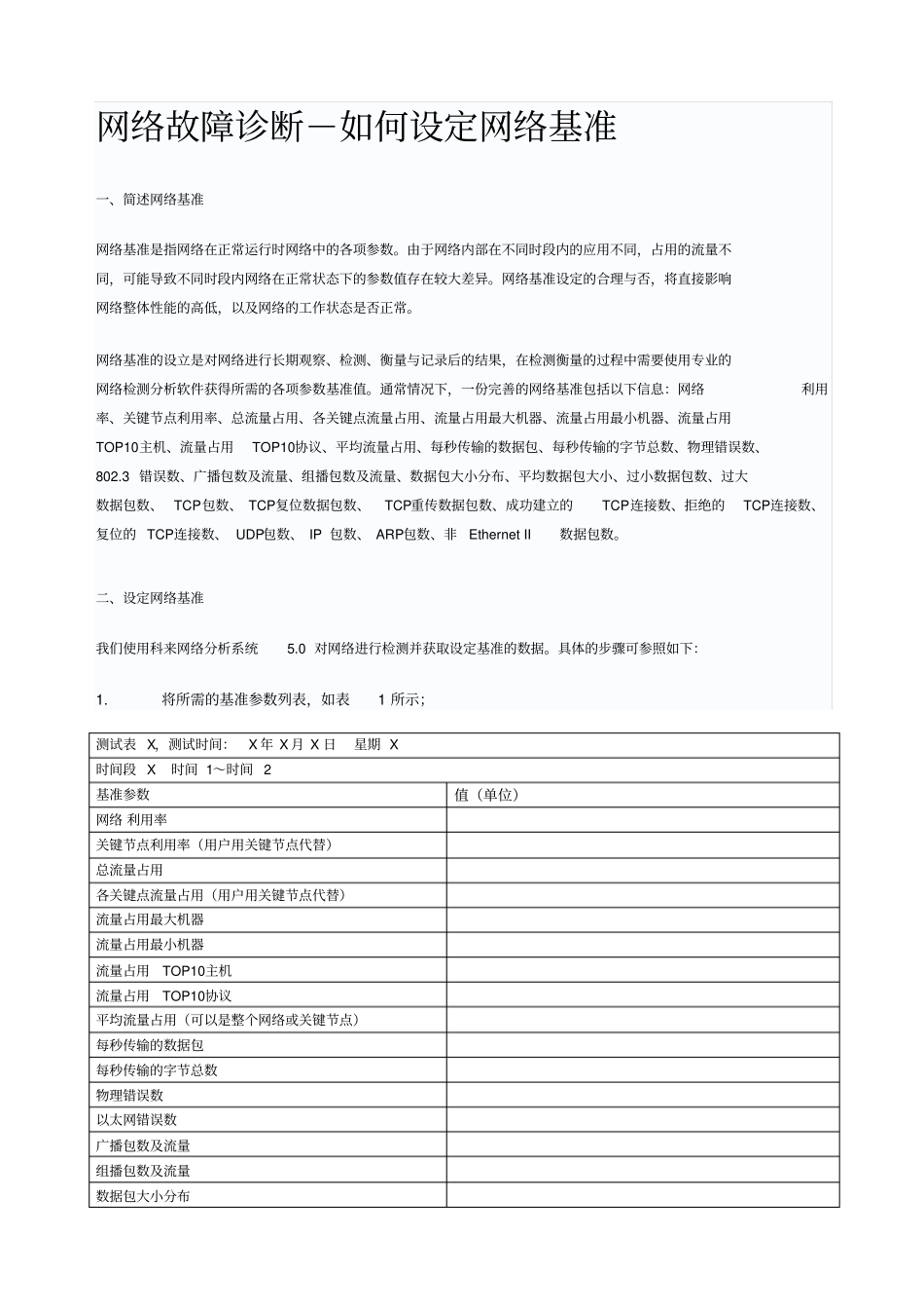 网络故障诊断-如何设定网络基准_第1页
