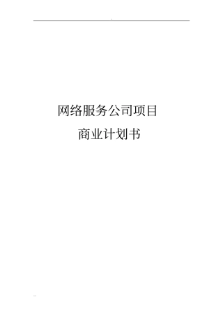 网络服务公司项目商业计划书