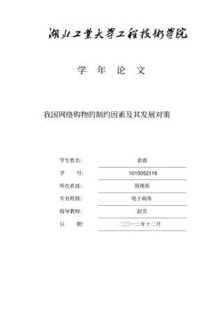 网络购物的制约因素资料