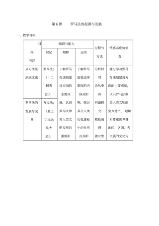 罗马法的起源与发展教学设计二