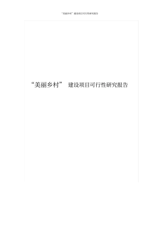 美丽乡村建设项目可行性研究报告