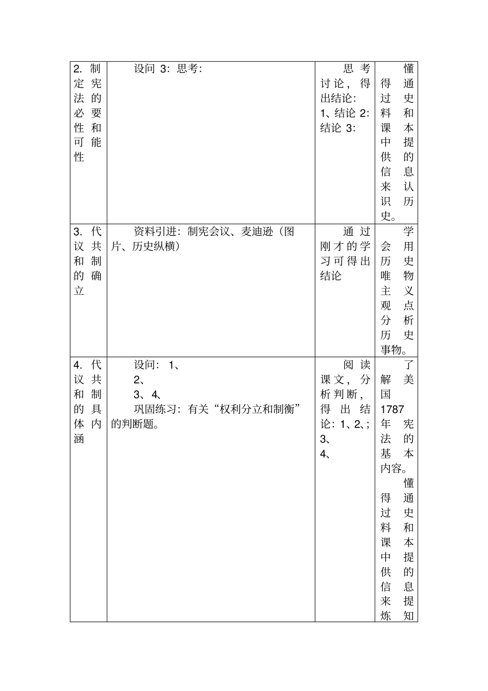 美国代议共和制度的建立教学设计_第3页