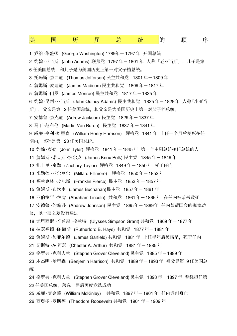 美国历届总统的顺序_第1页