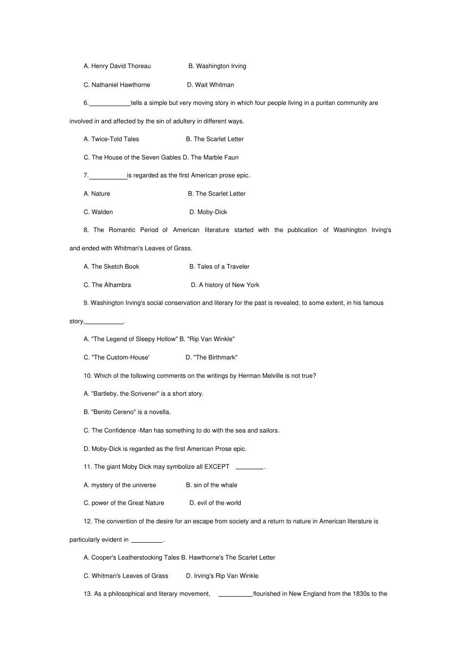 美国文学吴伟仁版第三模拟练习与答案_第3页