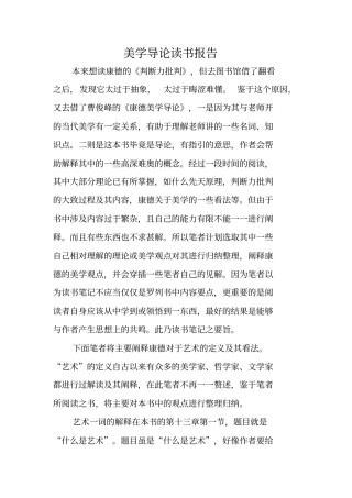美学导论读书报告