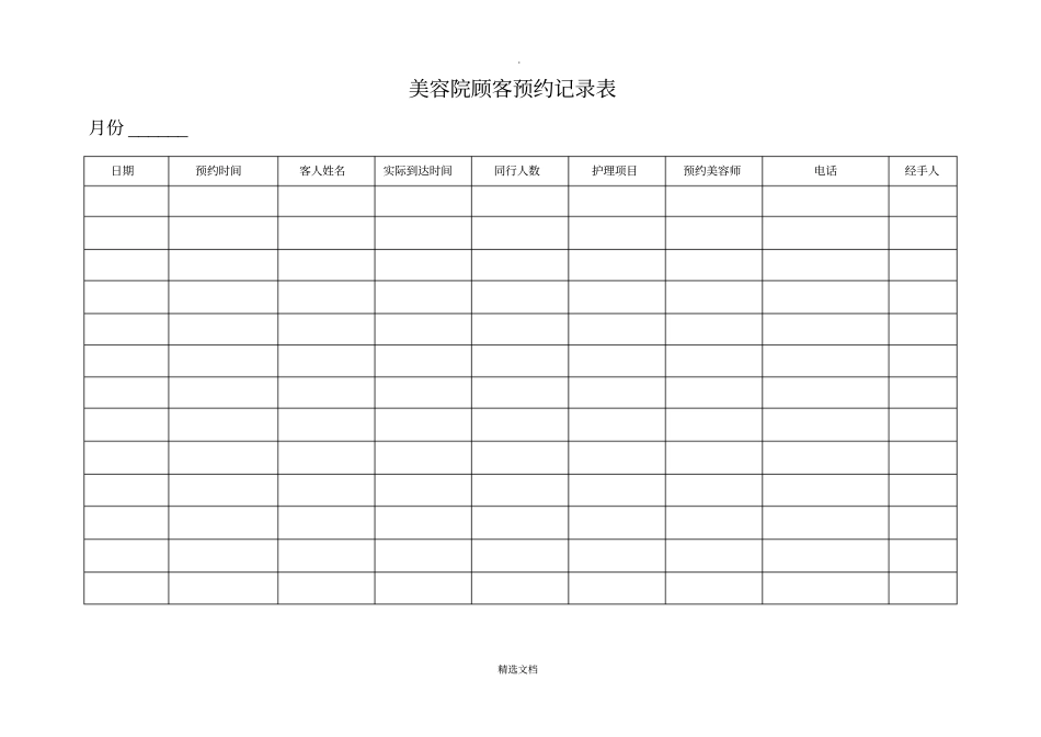 美容院顾客预约记录表_第1页